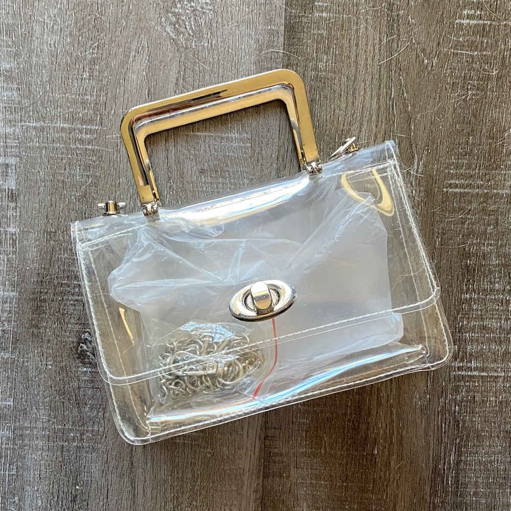 Transparent Silver Handle Stadium Bag